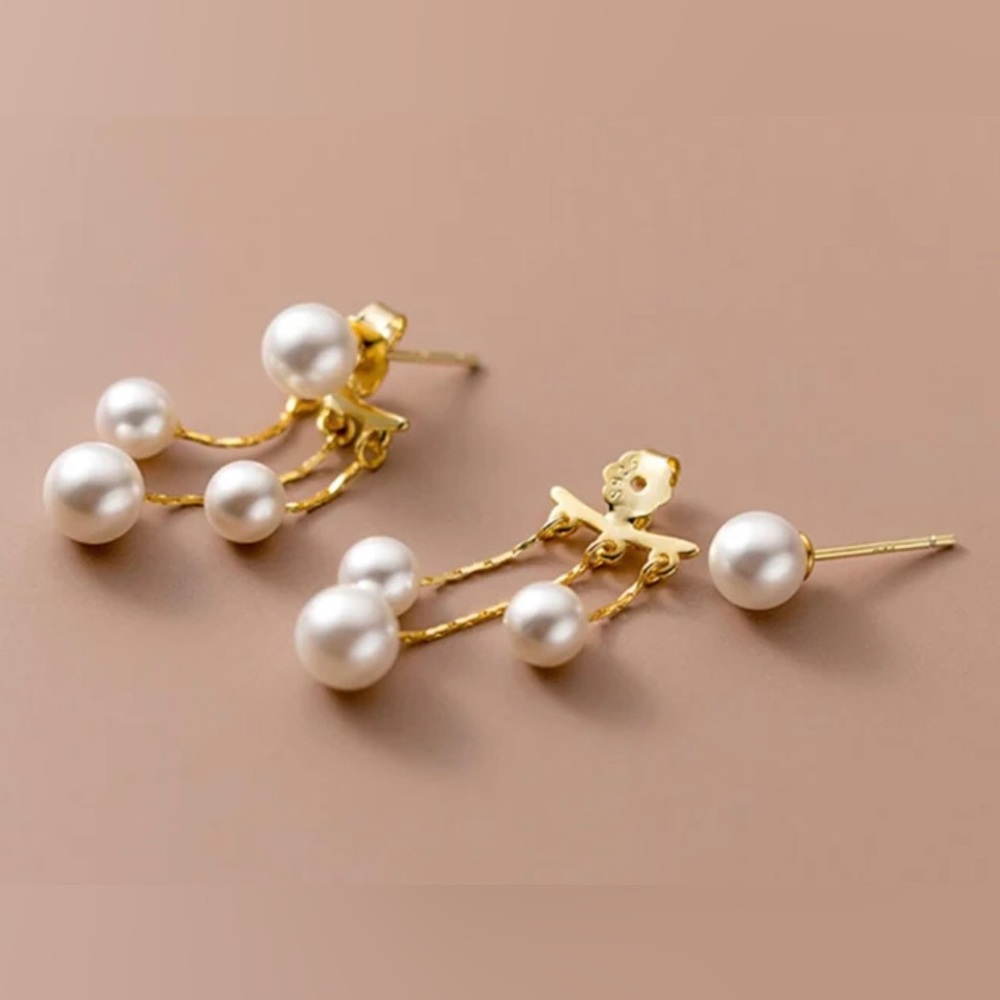 New Madewell 925 Sterling Silver Cultured Pearl Earring Jackets - Picture 2 of 16